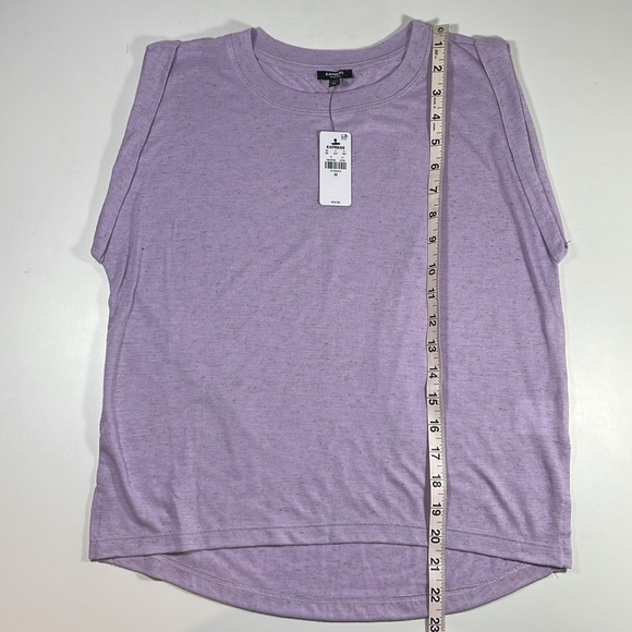 NWT Express Linen-blend crew neck muscle tank - lilac heather color Size XS - Picture 9 of 11